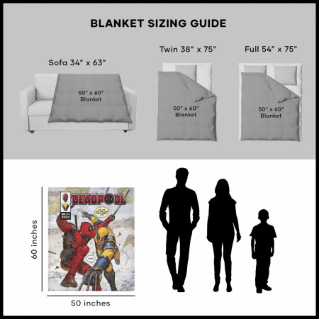 Deadpool & Wolverine Marvel Studios Best Bubs Silk Throw Blanket